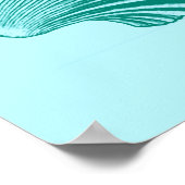 Scallop Shell Block Print, Turquoise en Aqua Poster (Hoek)