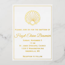 Scallop Shell Borded Folie Invitation
