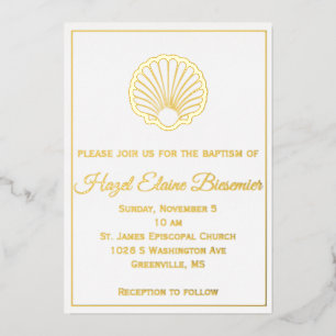 Scallop Shell Borded Folie Invitation Folie Uitnodiging