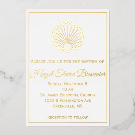 Scallop Shell Borded Folie Invitation Folie Uitnodiging (Voorkant)