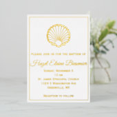 Scallop Shell Borded Folie Invitation Folie Uitnodiging (Staand Voorkant)