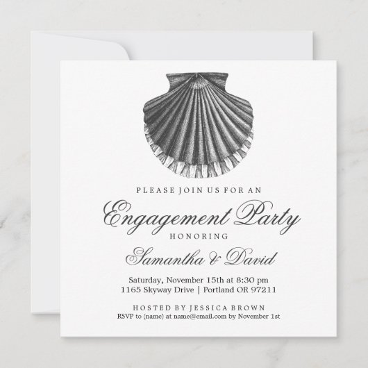 Scallop Shell-houtskool van de Beach Engagement Pa Kaart (Voorkant)