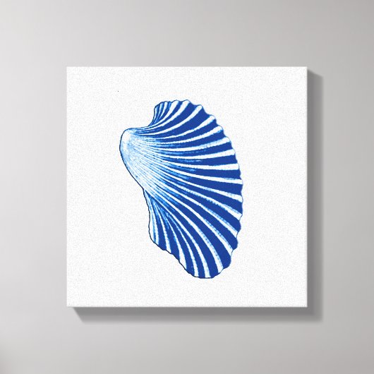 Scallop Shell, Indigo Blue en White Canvas Afdruk (Voorkant)