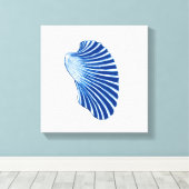 Scallop Shell, Indigo Blue en White Canvas Afdruk (Insitu (Houten vloer))