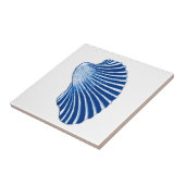 Scallop Shell, Indigo Blue en White Tegeltje (Zijkant)
