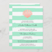 Scallop Shell | Koraal en mint | Baby shower Kaart (Voorkant / Achterkant)