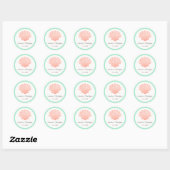 Scallop Shell Koraal & Munt | Gepersonaliseerde br Ronde Sticker (Vel)