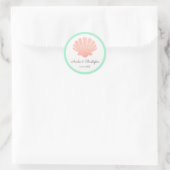 Scallop Shell Koraal & Munt | Gepersonaliseerde br Ronde Sticker (Tas)