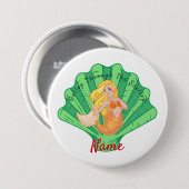 Scallop Shell Mermaid Ronde Button 7,6 Cm (Voorkant /achterkant)