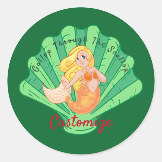 Scallop Shell Mermaid Thunder_Cove Ronde Sticker (Voorkant)