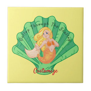 Scallop Shell Mermaid Thunder_Cove  Tegeltje