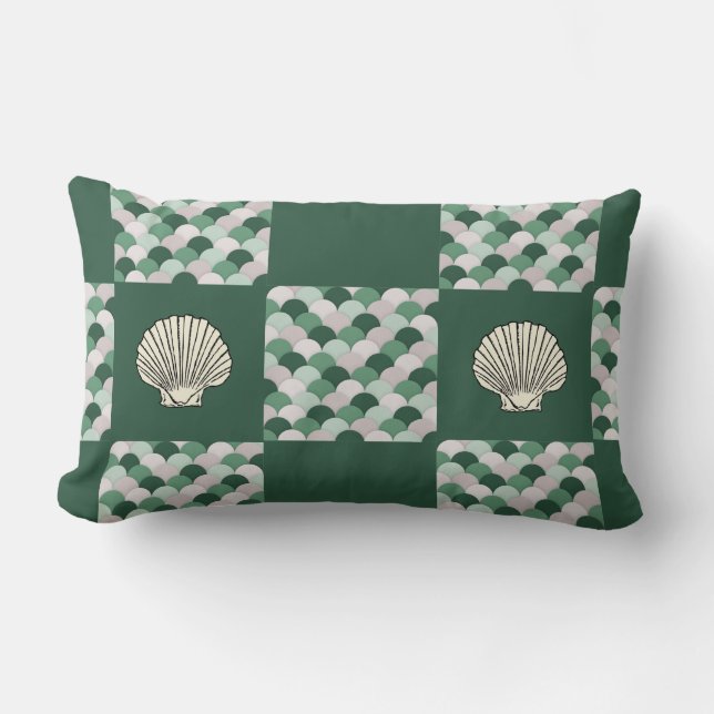 Scallop Shell met Geometrische Scallop Pattern Kussen (Voorkant)