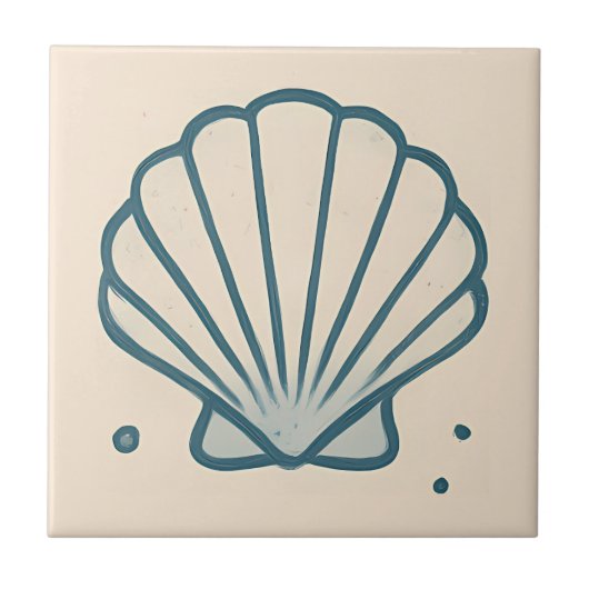 Scallop Shell Minimalistische Oceaan Tegel Tegeltje (Voorkant)