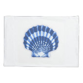 Scallop Shell - Navy Blue op een witte achtergrond Kussensloop (Achterkant)