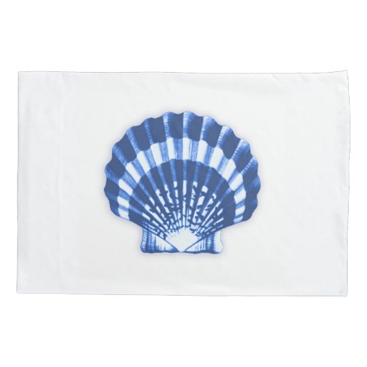 Scallop Shell - Navy Blue op een witte achtergrond Kussensloop (Achterkant)