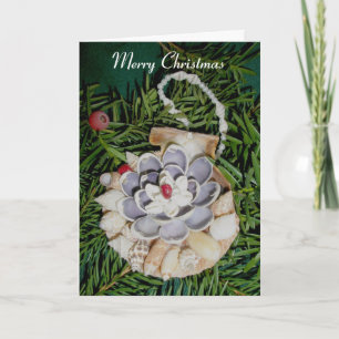 Scallop Shell Ornament Merry Christmas Card Feestdagen Kaart