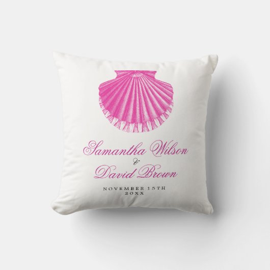  Scallop Shell Pink Beach Weddenschappen Kussen (Voorkant)