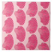 Scallop Shell Print, Fuchsia and Bleek Pink Tegeltje (Voorkant)