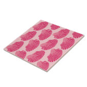 Scallop Shell Print, Fuchsia and Bleek Pink Tegeltje (Zijkant)