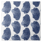 Scallop Shell Print, Indigo and White Tegeltje (Voorkant)