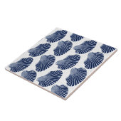 Scallop Shell Print, Indigo and White Tegeltje (Zijkant)