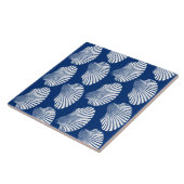 Scallop Shell Print, Navy Blue en White Tegeltje (Zijkant)