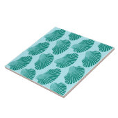 Scallop Shell Print, Turquoise en Aqua Tegeltje (Zijkant)