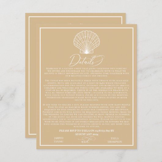 Scallop Shell Seahorses Beach Huwelijksuitnodiging (Voorkant / Achterkant)