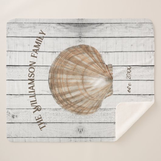  Scallop Shell Sherpa Blanket Sherpa Deken (Voorkant (horizontaal))