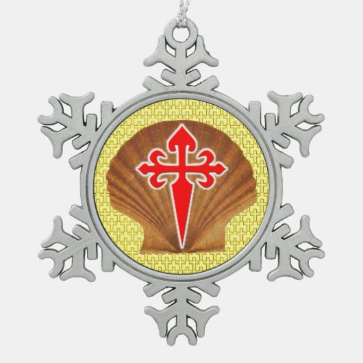 Scallop Shell Tin Sneeuwvlok Ornament (Voorkant)