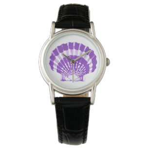 Scallop Shell - violet en wit Horloge