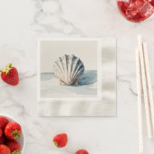 Scallop Shell Waterverf Art – Coastal Blue Design Servet (Insitu)