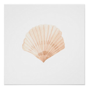Scallop Shell Waterverf Print Perfect Poster
