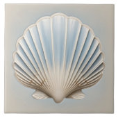 Scallop Shell - Zachtblauw en crème Tegeltje (Voorkant)
