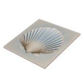 Scallop Shell - Zachtblauw en crème Tegeltje (Zijkant)