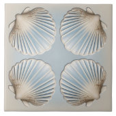Scallop Shell - Zachtblauw en crème Tegeltje (Voorkant)