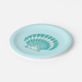 Scallop Shell - zachte aqua en wit Papieren Bordje (Gekanteld)