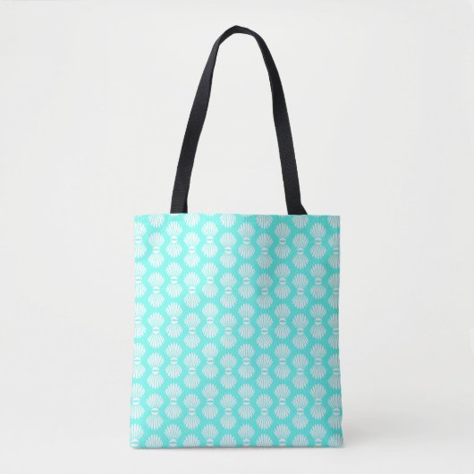 Scallop Shells Pattern Aquamarine and White Tote Bag (Voorkant)