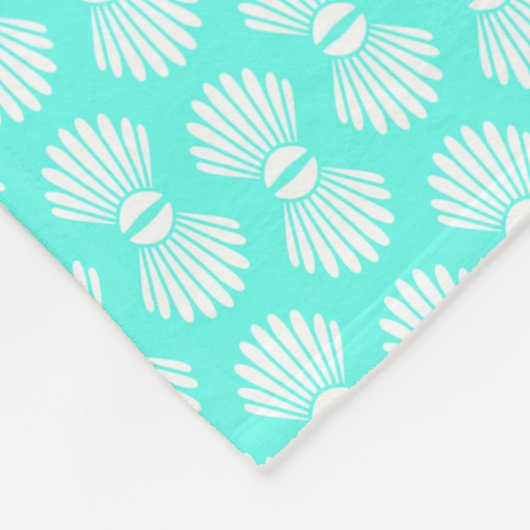 Scallop Shells Pattern Aquamarine Fleece Blanket Deken (Hoek)
