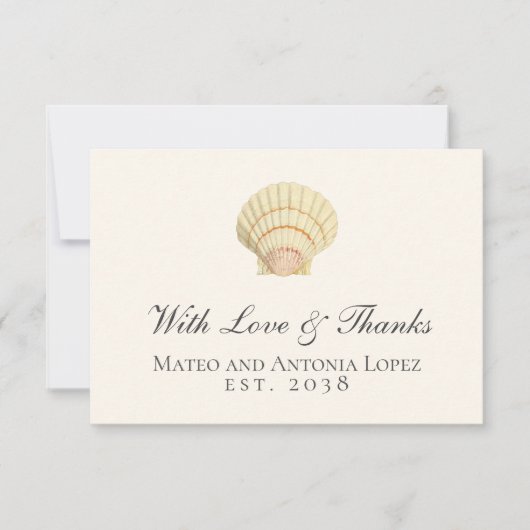 Scallop Single Seashell Weddenschap Bedankkaart (Voorkant)