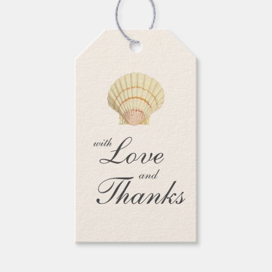 Scallop Single Seashell Weddenschap Cadeaulabel (Voorkant)