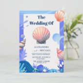 Scallop Single Seashell Weddenschap Kaart (Staand voorkant)