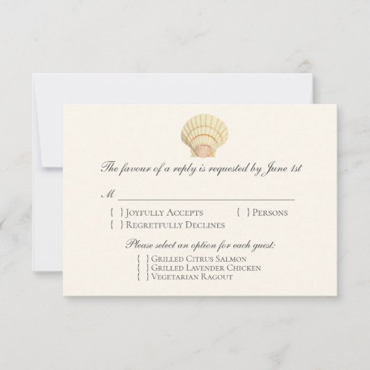  Scallop Single Seashell Weddenschap RSVP (Voorkant)