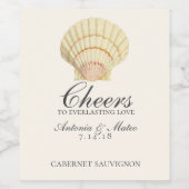 Scallop Single Seashell Weddenschap Wijn Etiket (Enkel label)