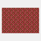 Scallop Tegel met Holly Branch Berries Kerst Inpakpapier Vel (Voorkant)