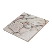 Scallop & Tibia Shells and Pebbles Ceramic Tile Tegeltje (Zijkant)