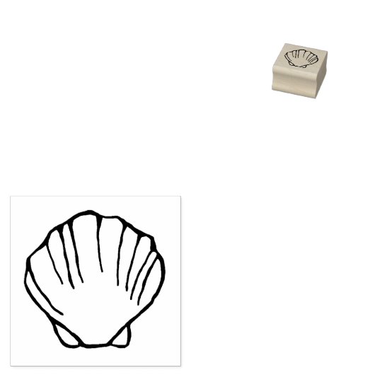 Scallop Zee Shell Pen en Ink Sketch Rubberstempel (Gestempeld)