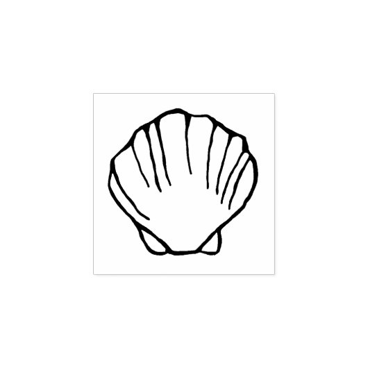 Scallop Zee Shell Pen en Ink Sketch Rubberstempel (Afrduk)