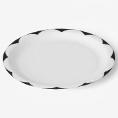 Scallop zwart-wit papieren bordje (Gekanteld)