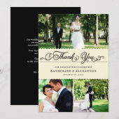 Scalloped Band Romantic Script Multi Photo Wedding Bedankkaart (Voorkant / Achterkant)
